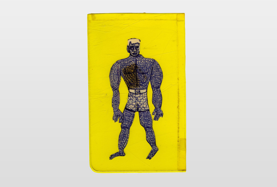 O.T (Mann) Collage, Kugelschreiber auf Papier