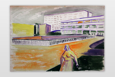 O.T. (Architekturansicht), 1950er Jahre Aquarell auf Papier