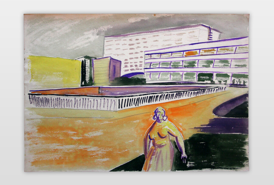 O.T. (Architekturansicht), 1950er Jahre Aquarell auf Papier