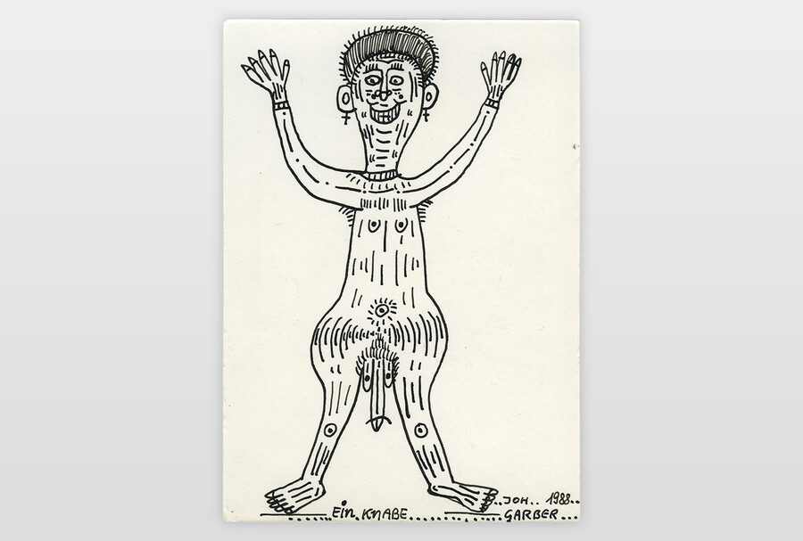 Ein Knabe, 1988 Tintenstift auf Karton