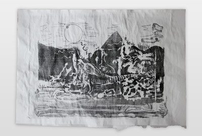 O.T. (Dinosaurier am See) Lithografie (Andruck), 2018