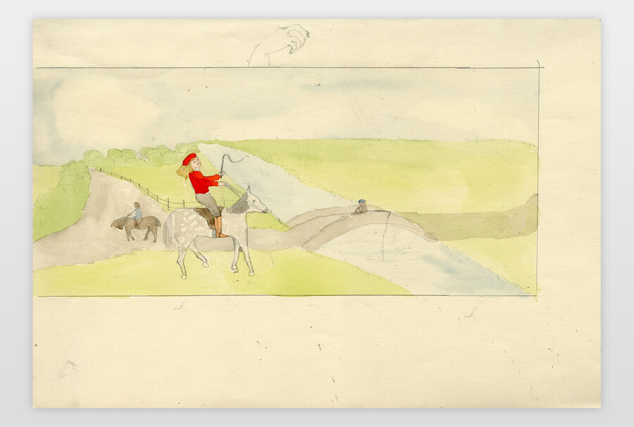 O.T. (Ausritt) Bleistift und Aquarell auf Papier