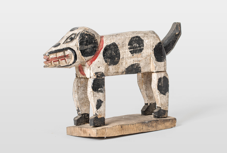 Hund, Guatemala oder Mexico farbig gefasste Holzplastik