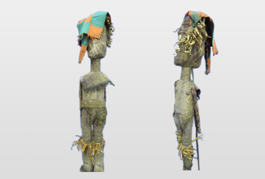 Bozo Marionette, Mali Holz, Stoff, Kaurischnecken