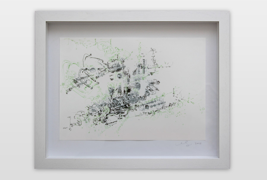 O.T. Tinte, Bleistift auf Papier