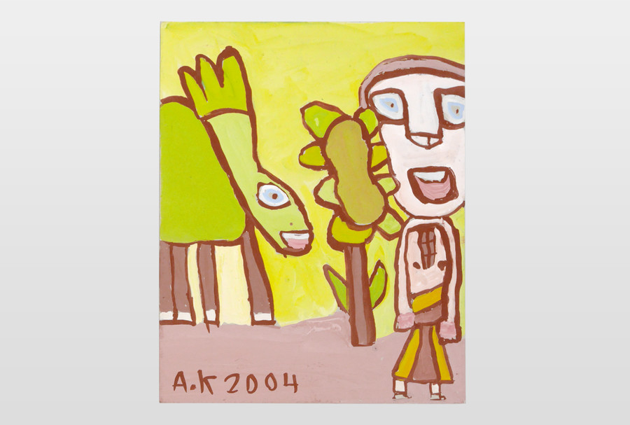 Junge ruft Hirsch Acryl auf Karton, 2004