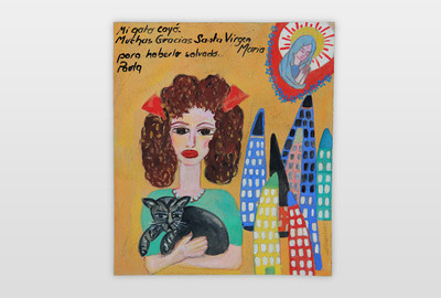 O.T (Ex Voto) zeitgenössische Kunst im Stil einer Votivtafel Acryl auf Karton