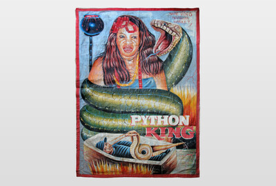 Python King (Filmplakat), Ghana Papa Warsti Teschi, Öl auf Getreidesack