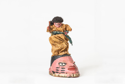 Gelede Maske, Yoruba, Nigeria Holz, Matall, Kunststoff, Fäden