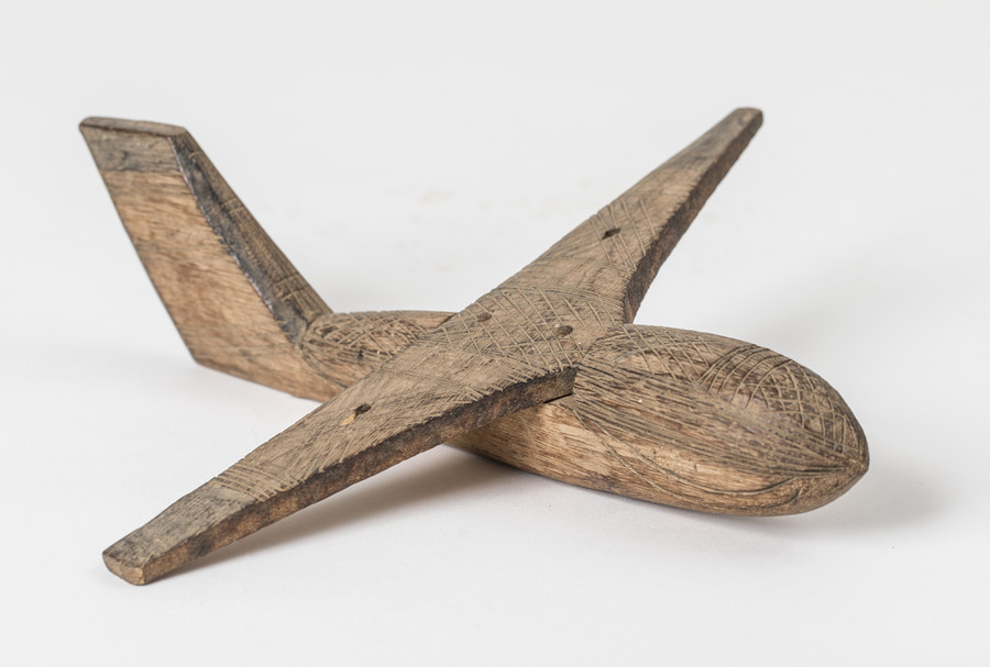 Flugzeug, Nordafrika Holz mit Branddekor