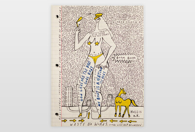 »Waste no words« Seite aus Skizzenbuch Marker auf Papier