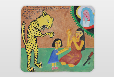 O.T (Ex Voto) zeitgenössische Kunst im Stil einer Votivtafel Acryl auf Karton