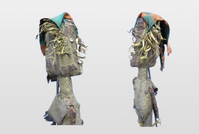 Bozo Marionette, Mali Holz, Stoff, Kaurischnecken