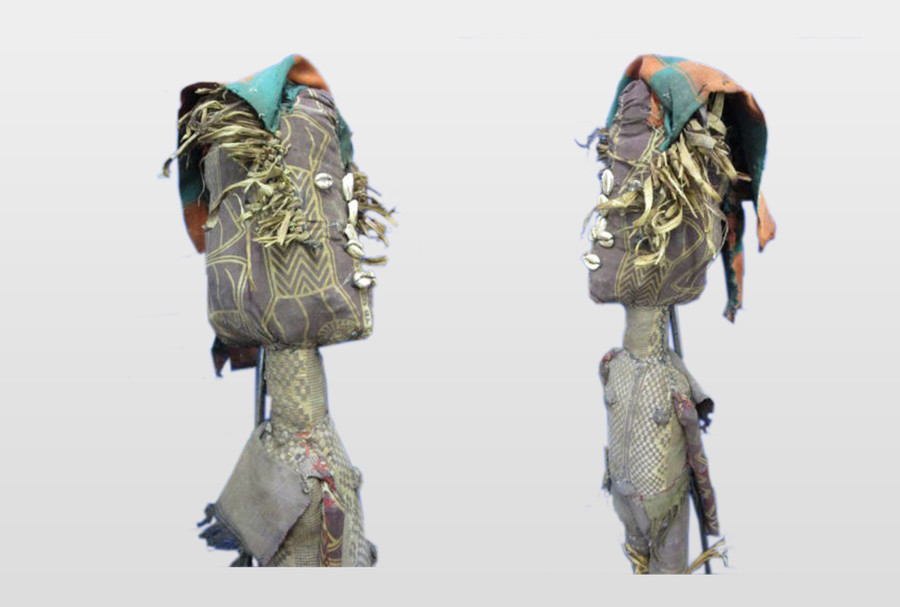 Bozo Marionette, Mali Holz, Stoff, Kaurischnecken