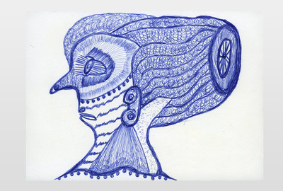O.T. (Kopf) Kugelschreiber auf Papier