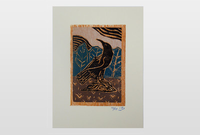Crow Farbholzschnitt