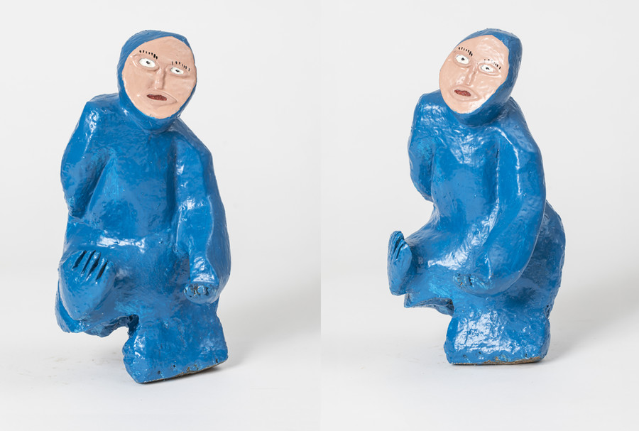 O.T. (blaue Figur) Holz, farbig gefasst