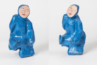 O.T. (blaue Figur) Holz, farbig gefasst