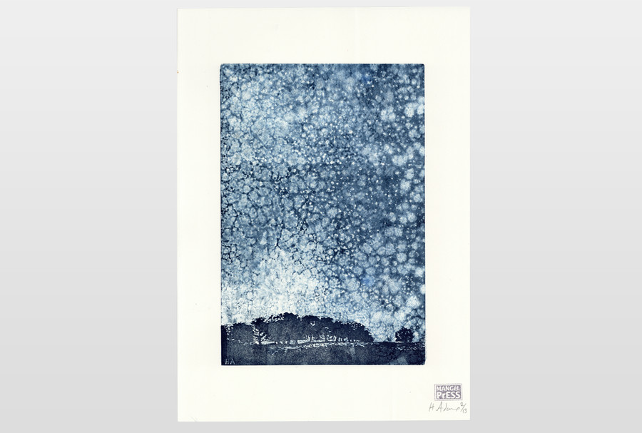 The Ridge (Mangél Press 2017) 42 x 30 cm, gemangelter Linolschnitt