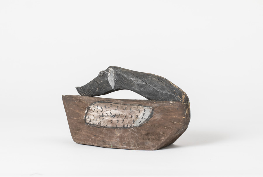 O.T. (Lockente) Holzplastik, farbig gefasst