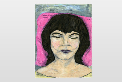 Darlene Jones asleep Farbstift über Fotokopie