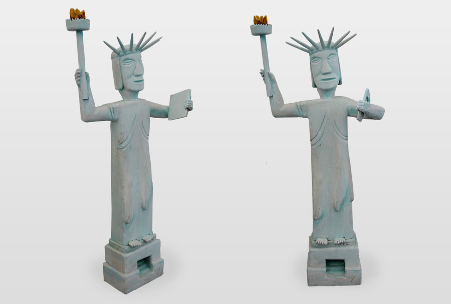 Miss Liberty Holzskulptur, farbig gefasst