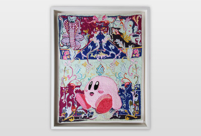 Kirby Gobelin (Stickarbeit auf Stoff), 2017