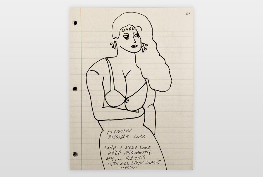 »Attention possible Lord« Seite aus Skizzenbuch Marker auf Papier