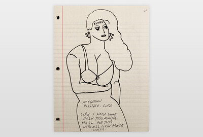 »Attention possible Lord« Seite aus Skizzenbuch Marker auf Papier