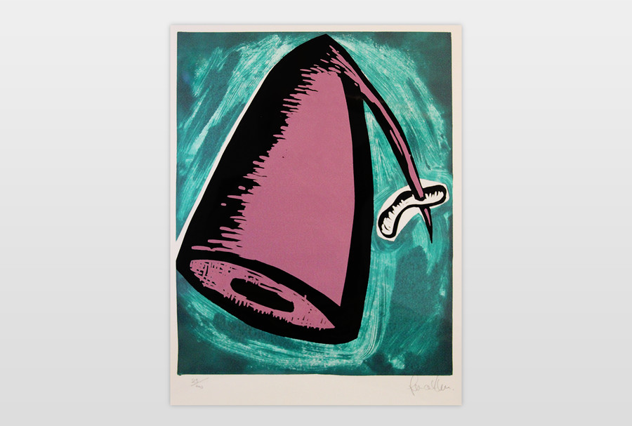Hans Peter Adamski Auszeit/Starre Farbholzschnitt, 1982