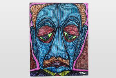 O.T (Männerporträt) Tinte und Filzstift auf Karton