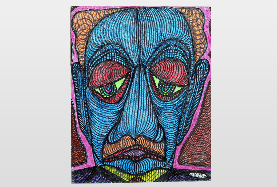 O.T (Männerporträt) Tinte und Filzstift auf Karton
