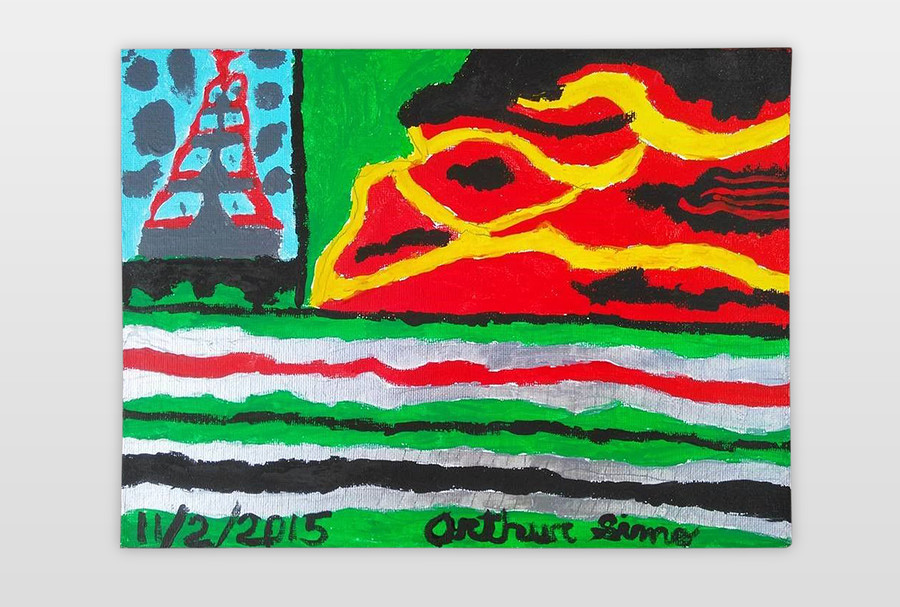 O.T. (Vulkanausbruch) 2015, Acryl auf Malkarton