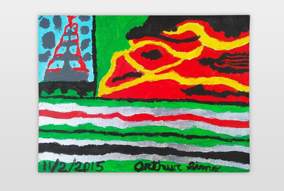 O.T. (Vulkanausbruch) 2015, Acryl auf Malkarton